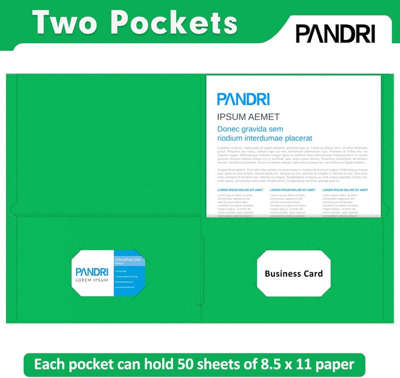 PANDRI Two Pocket Folders, 125 Pack 2 Pocket Folders, Letter Size Paper File Folder for School Office Home Business, Assorted 5 Colors - Image 3